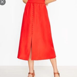 Loft Button Trim Midi Skirt, Size small